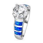 White Cubic Zirconia Ring in Rhodium Overlay Sterling Silver