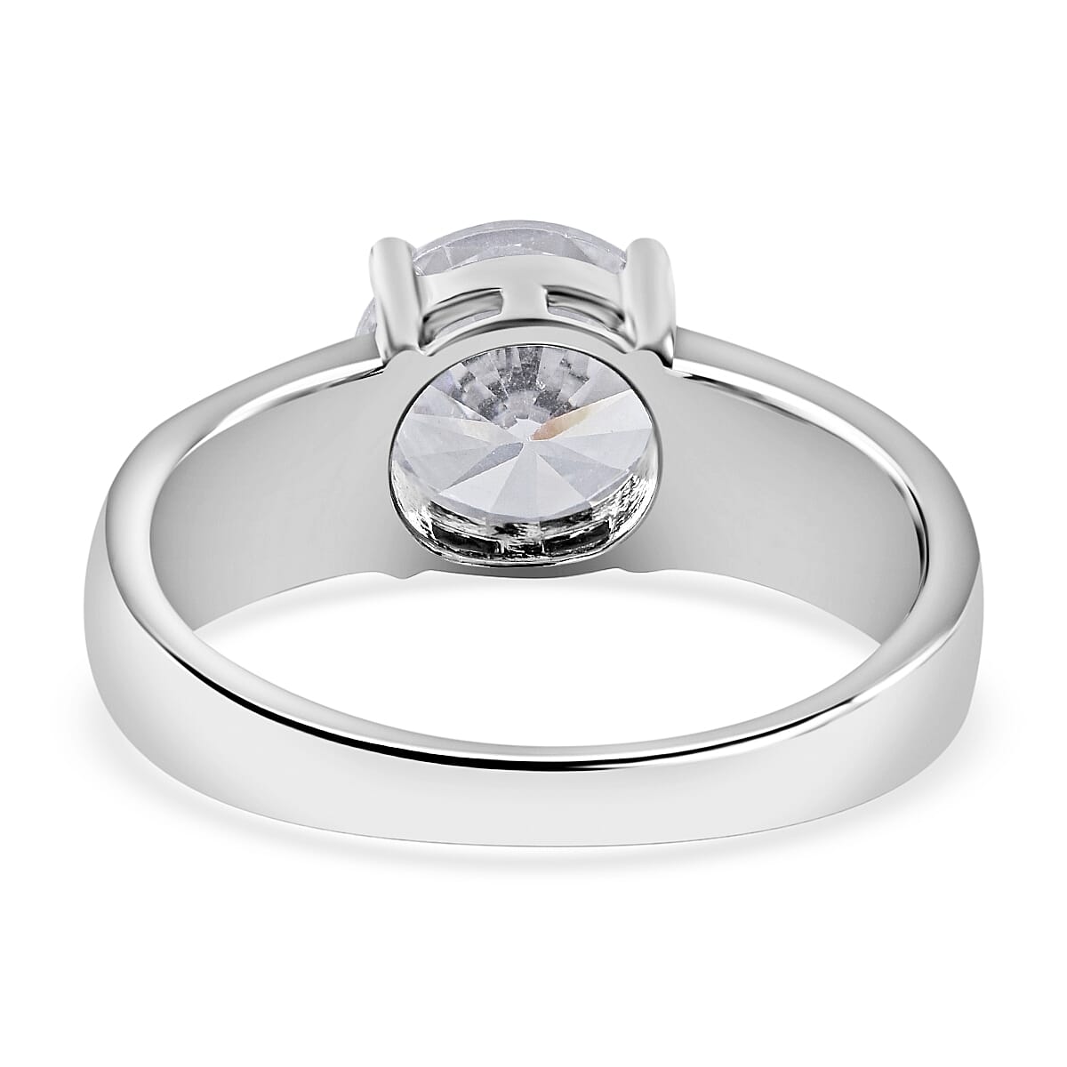 White Cubic Zirconia, Synthetic Crystal Blue Opal  Ring in rhodium Sterling Silver 5.860  Ct. 7814061 4