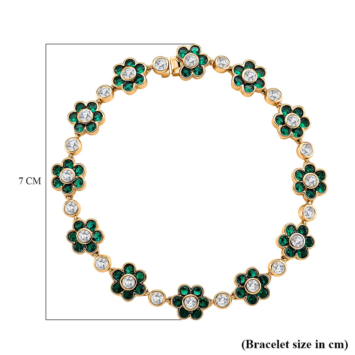 White Cubic Zirconia &amp; Created Green Spinel Bracelet (Size - 7.5) V32711480 4
