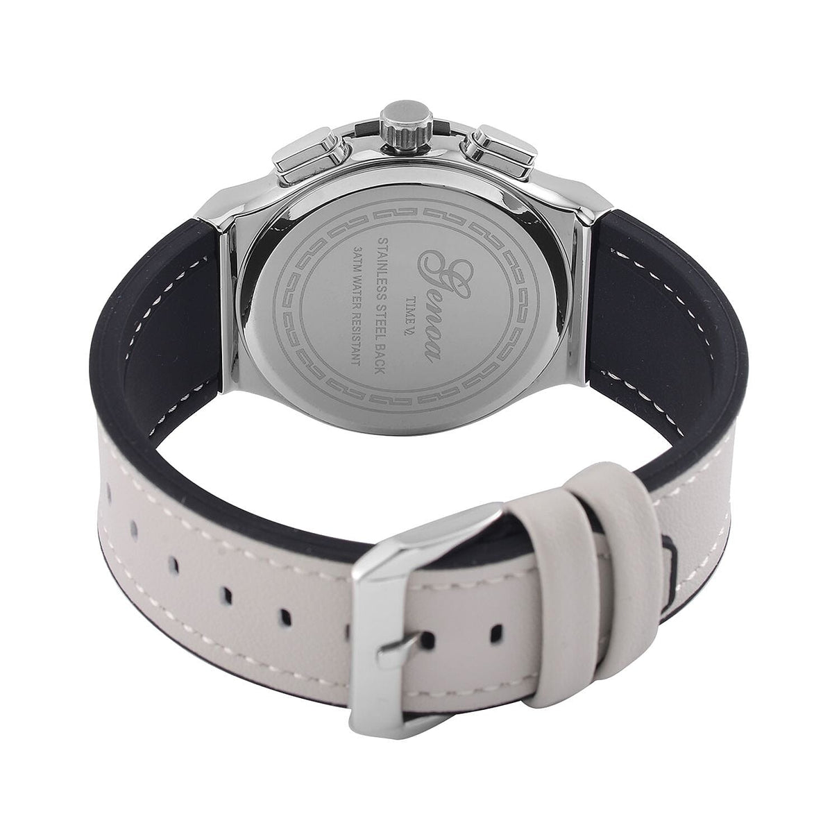 GENOA Time V2 Multifunction Movement Embellished with White CZ WR Watch in Silver Tone with Grey Silicone Strap 7620604 5