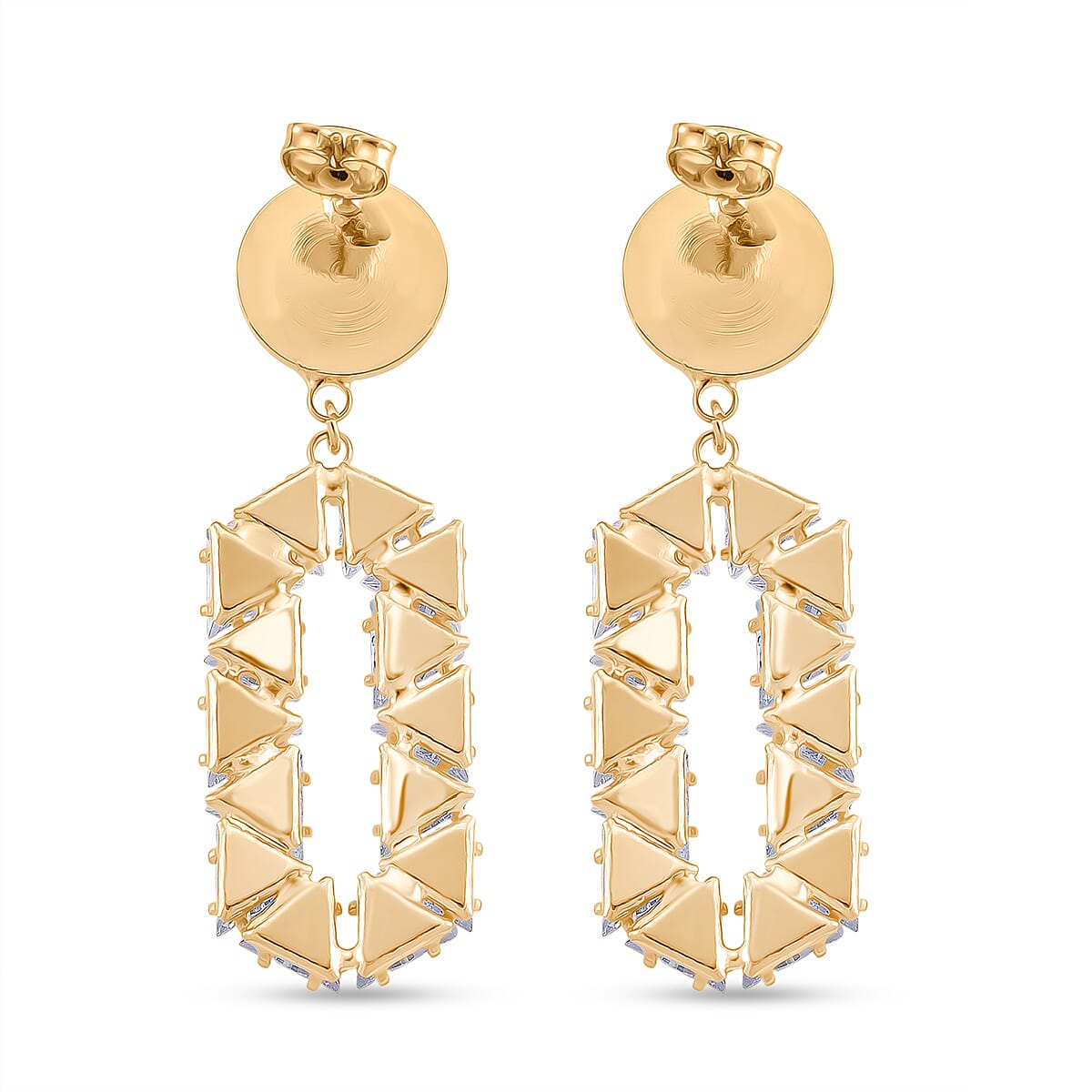 White Cubic Zirconia &amp; White Shell Pearl Dangling Earring with Push Back in Yellow Gold Plated 8.01 Ct. 8254461 3