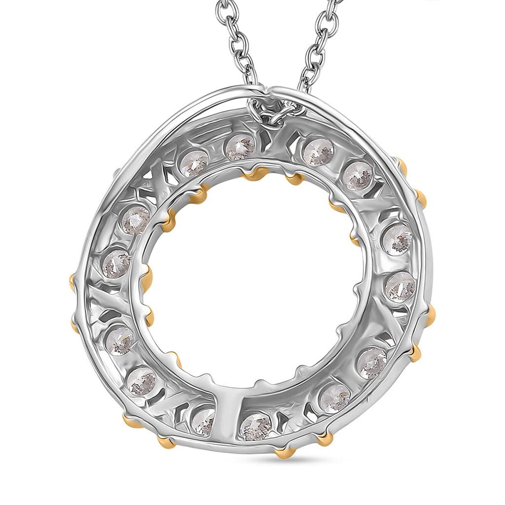 White Cubic Zirconia Pendant with Chain (Size 20) in Platinum Overlay Sterling Silver 2.94 Ct.