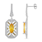 The Art Deco Collection - White Cubic Zirconia & Yellow Cubic Zirconia Earrings with Push Back
