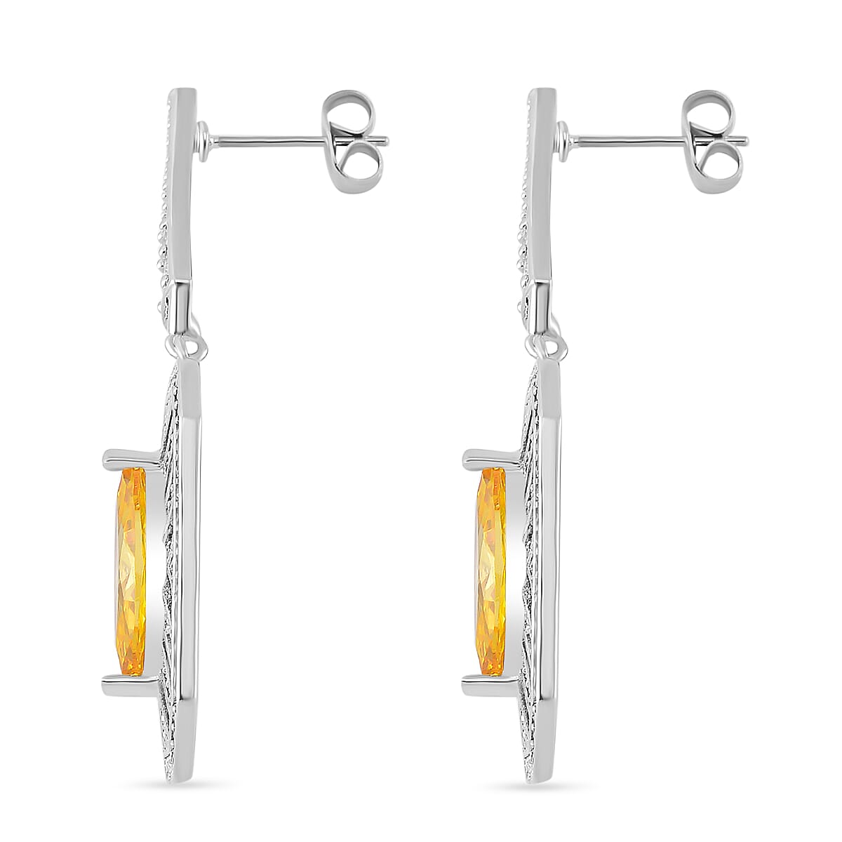 The Art Deco Collection - White Cubic Zirconia &amp; Yellow Cubic Zirconia Earrings with Push Back 8312725 4