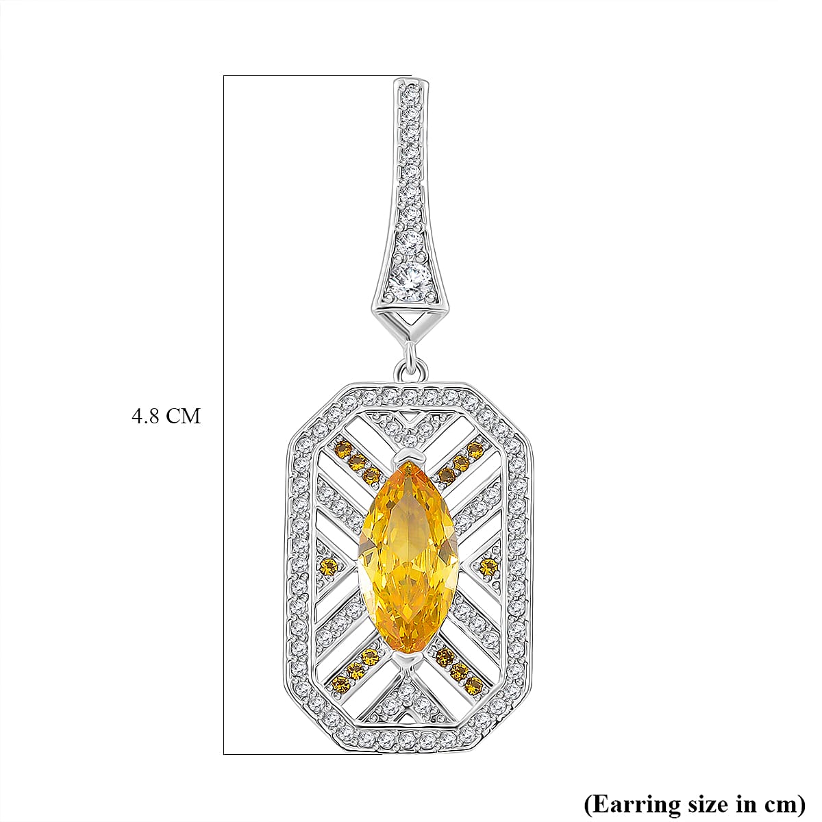 The Art Deco Collection - White Cubic Zirconia &amp; Yellow Cubic Zirconia Earrings with Push Back 8312725 6