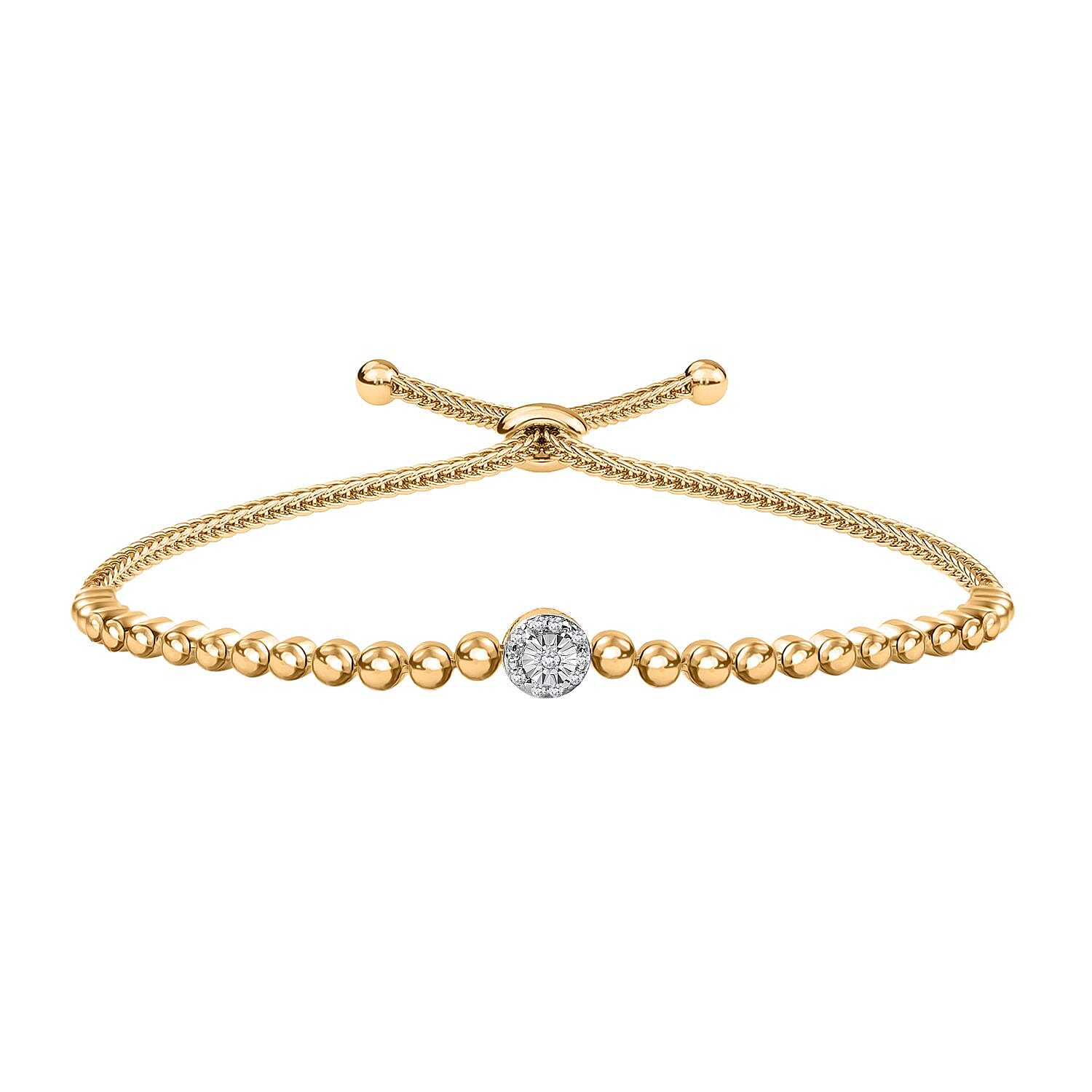 Natural White Diamond Adjustable Chain Bracelet - GoldTone 8037408 0