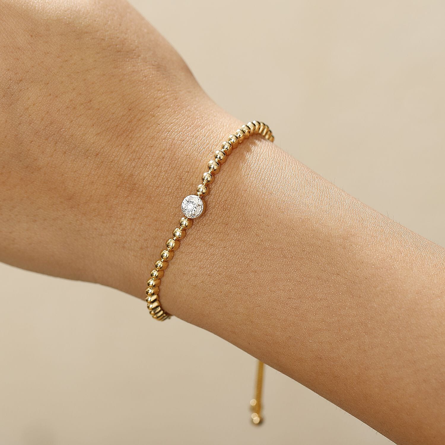 Natural White Diamond Adjustable Chain Bracelet - GoldTone 8037408 3