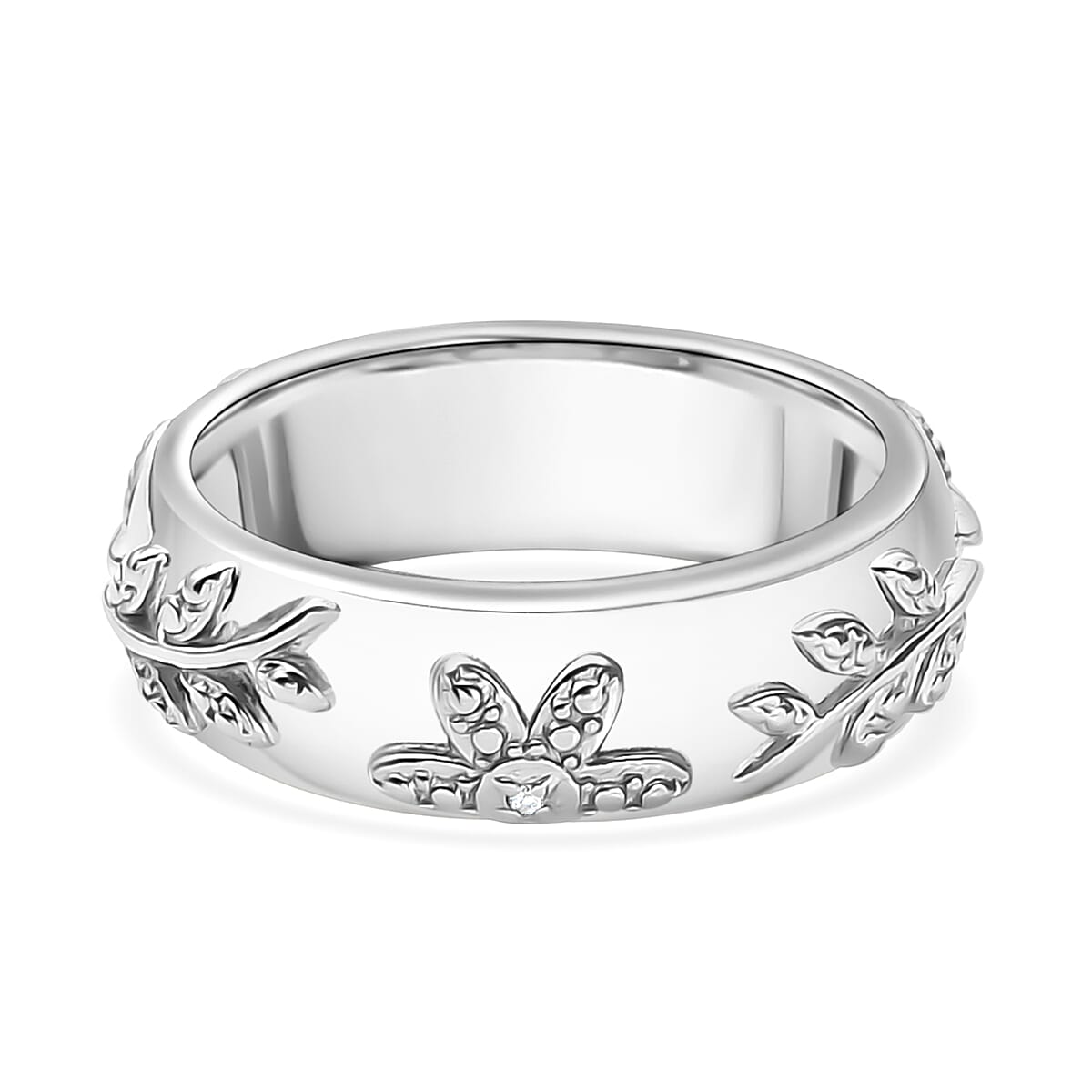 Diamond Floral Band Ring in Silver Tone 7800701 0