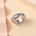 Diamond Floral Band Ring in Silver Tone