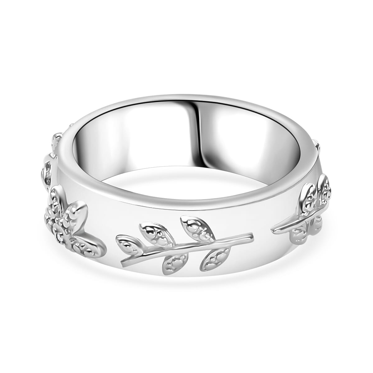Diamond Floral Band Ring in Silver Tone 7800701 4