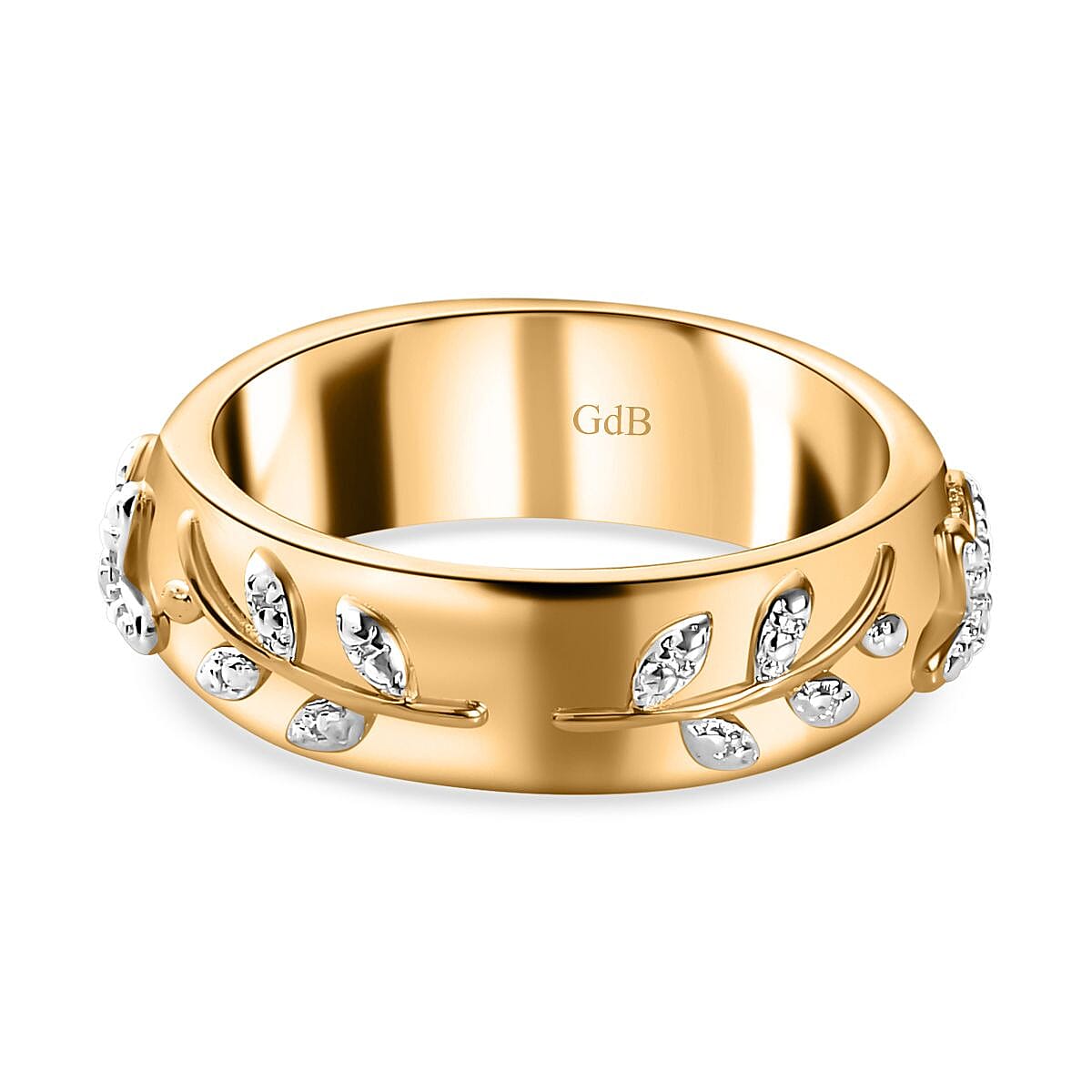 Diamond Floral Band Ring in Yellow Gold Tone 7800727 0