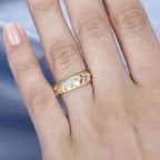 Diamond Floral Band Ring in Yellow Gold Tone