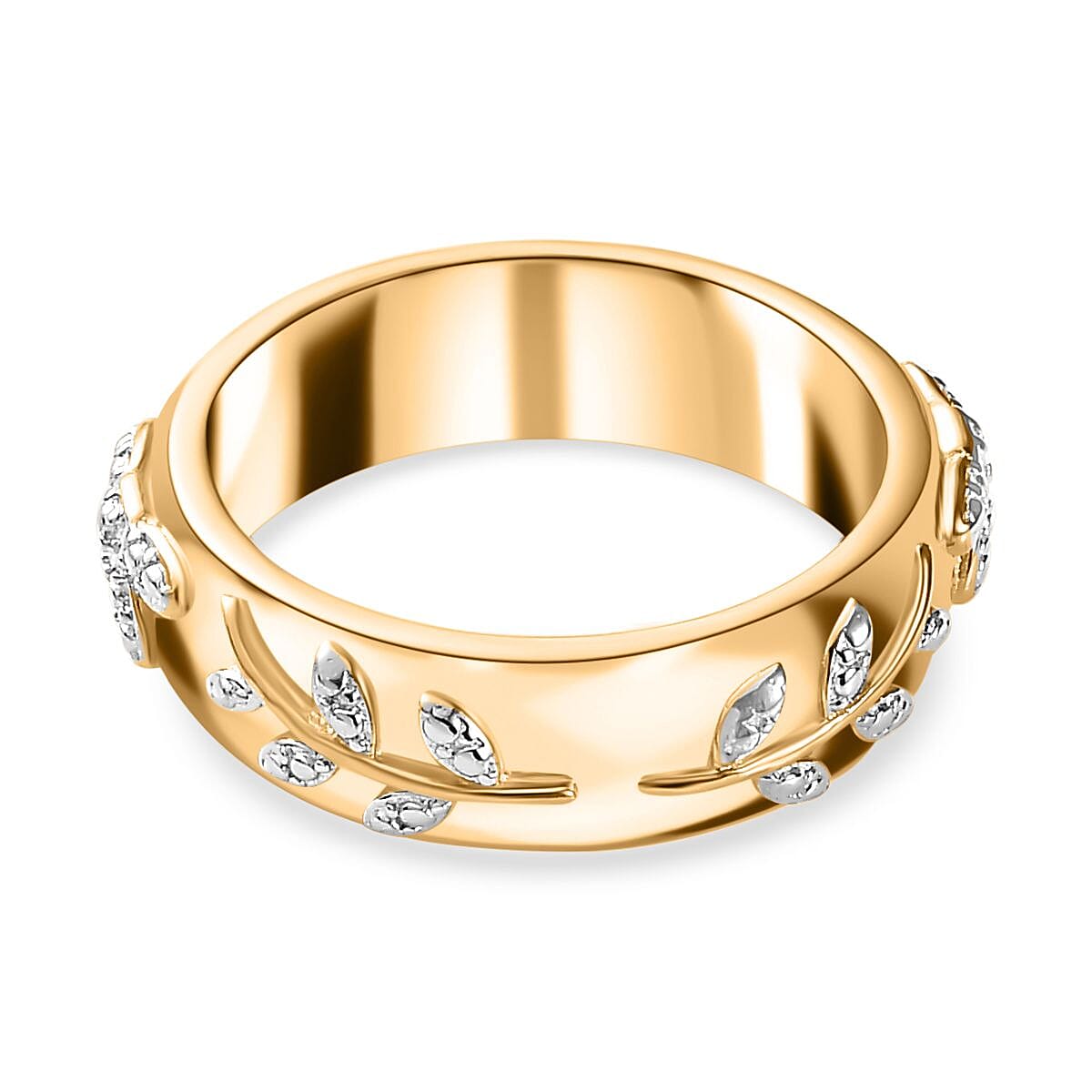 Diamond Floral Band Ring in Yellow Gold Tone 7800727 4