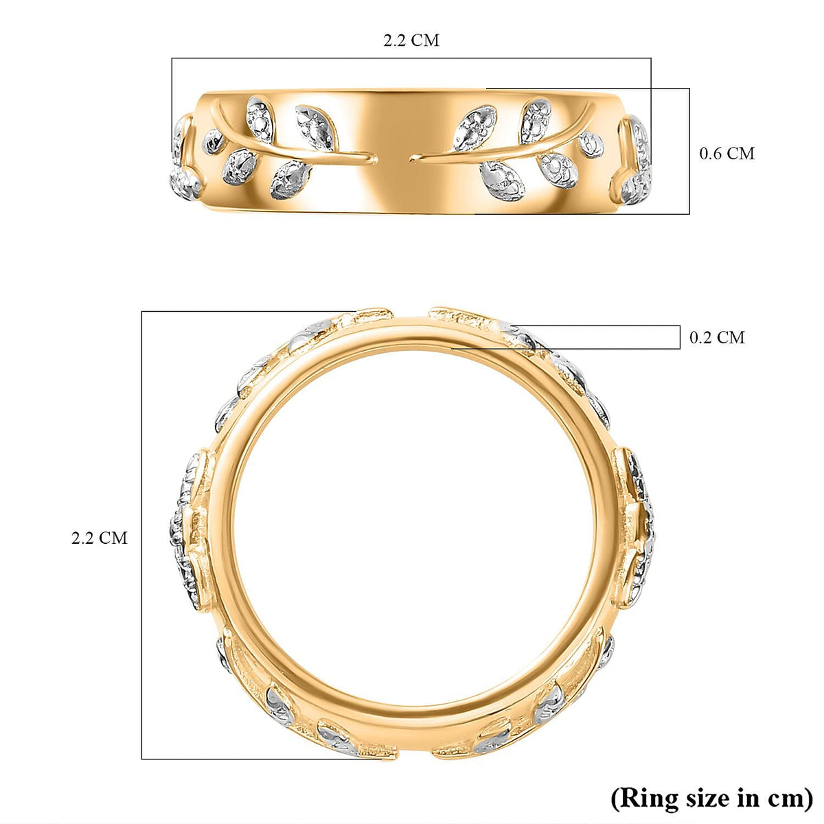 Diamond Floral Band Ring in Yellow Gold Tone 7800727 5