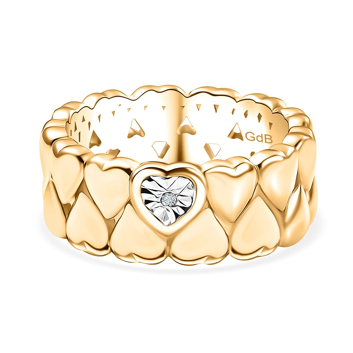 Natural White Diamond Heart Band Ring in Yellow Gold Tone 7970313 0