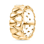 Natural White Diamond Heart Band Ring in Yellow Gold Tone