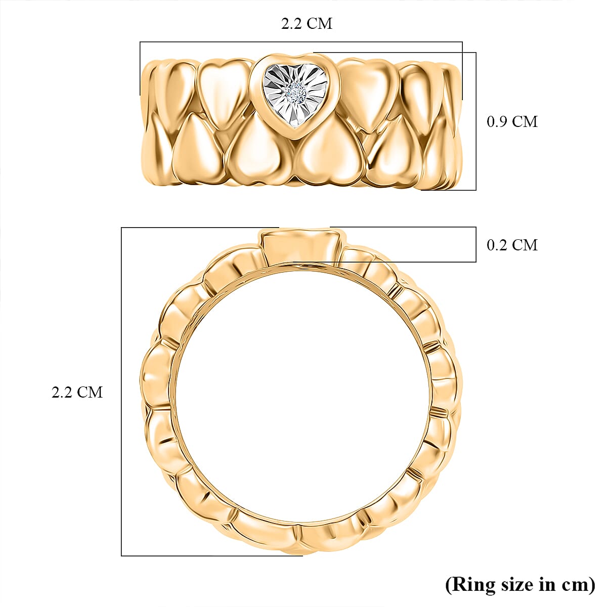 Natural White Diamond Heart Band Ring in Yellow Gold Tone 7970313 5