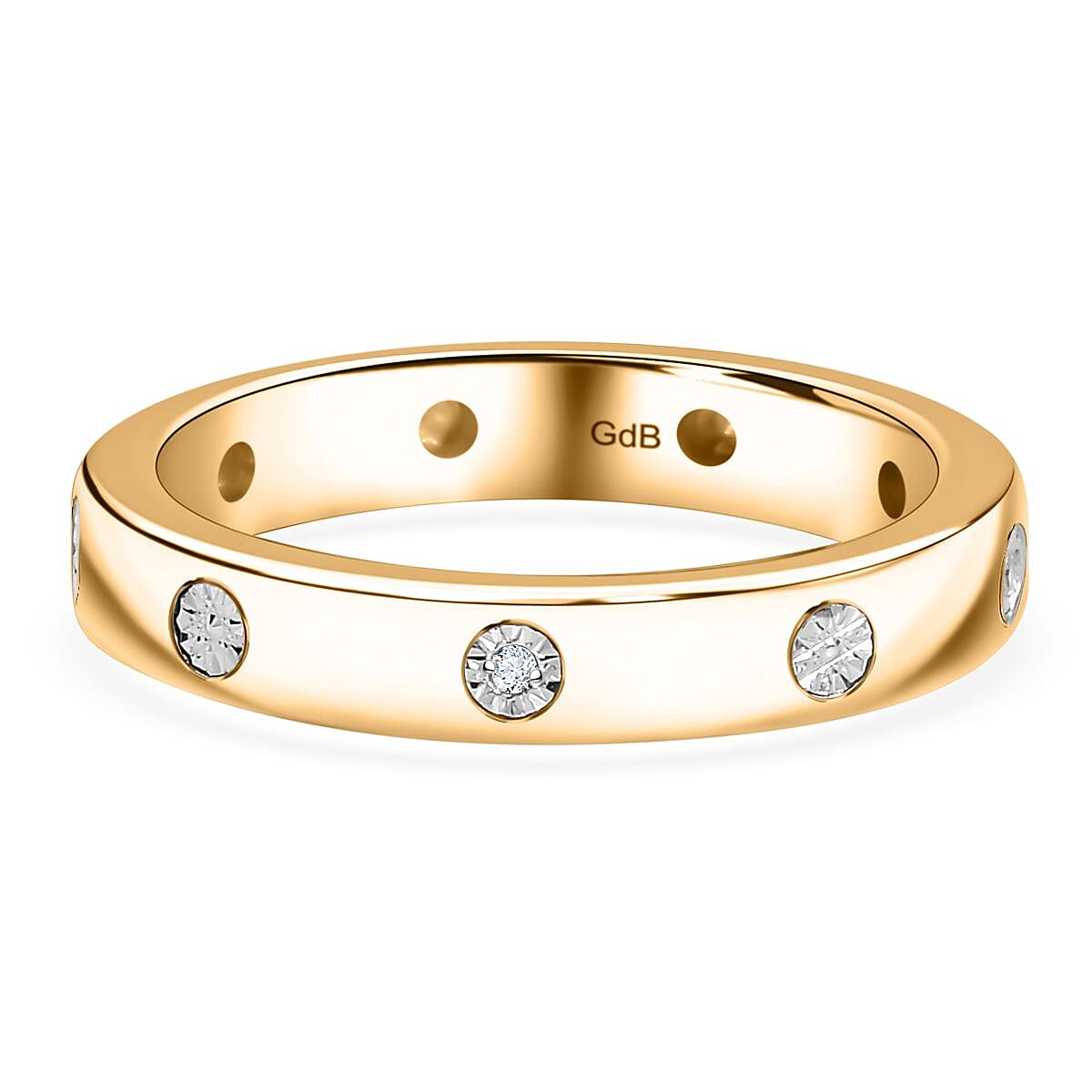White Diamond Wedding Band Ring in Pure Yellow Brass 7894995 0
