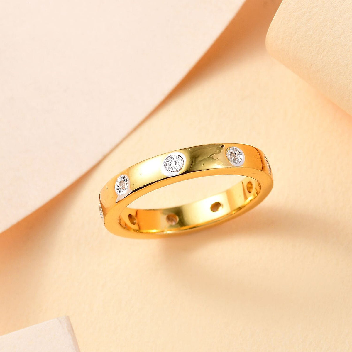 White Diamond Wedding Band Ring in Pure Yellow Brass 7894995 1