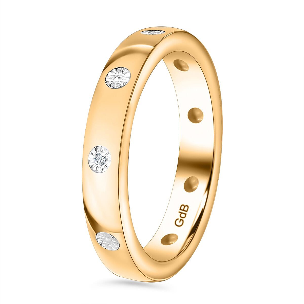 White Diamond Wedding Band Ring in Pure Yellow Brass 7894995 3