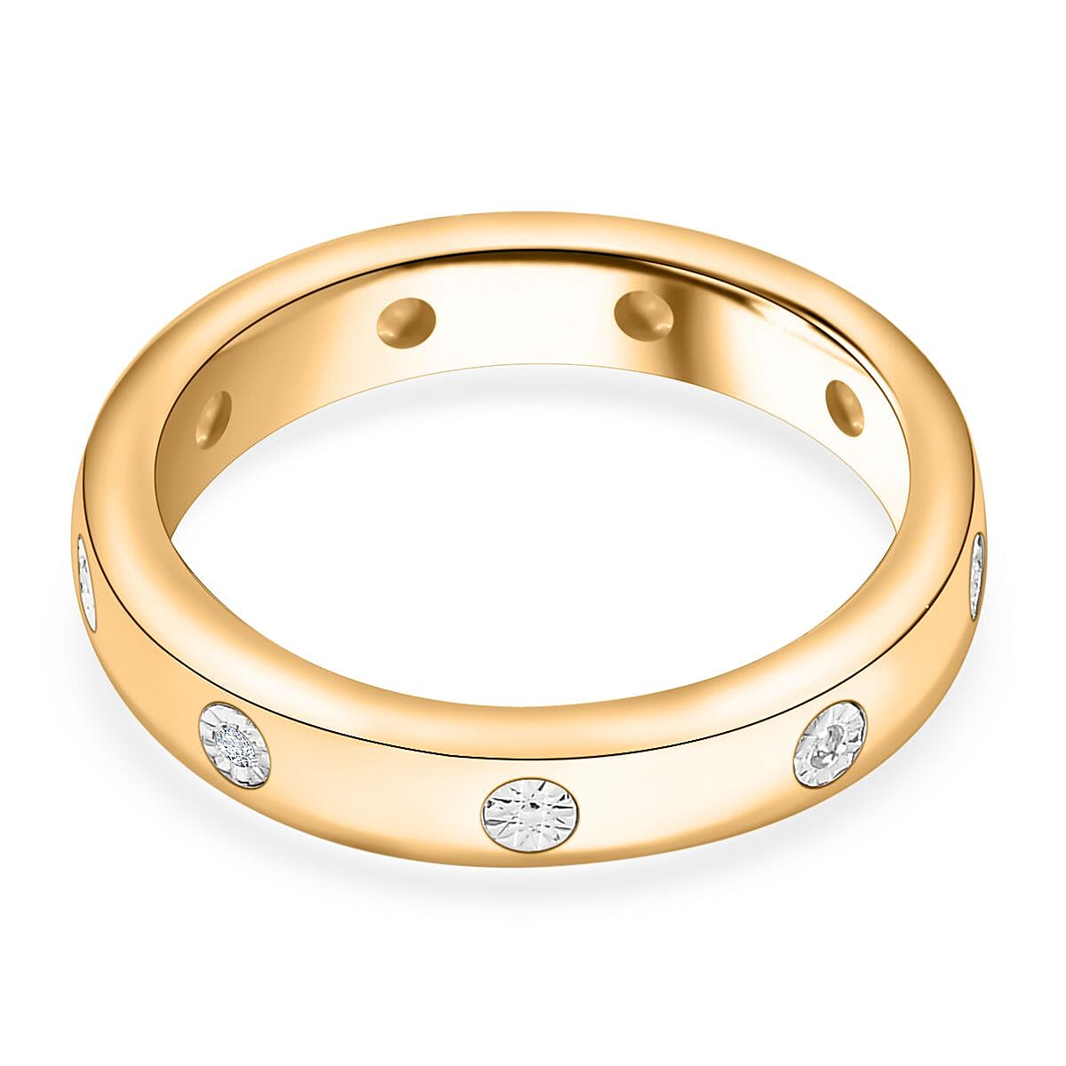 White Diamond Wedding Band Ring in Pure Yellow Brass 7894995 4