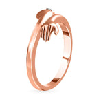 Diamond Hand Bypass Ring in 18K Vermeil Rose Gold Plated Sterling Silver