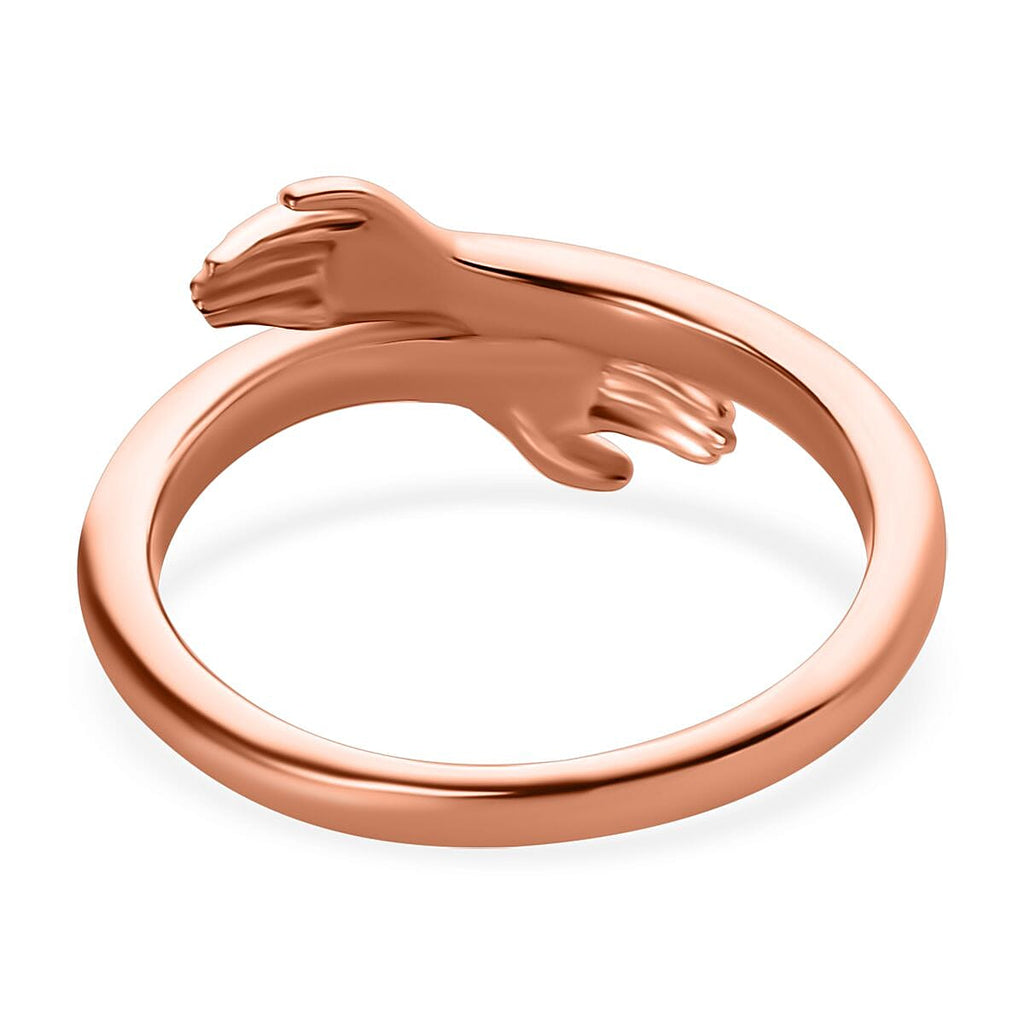 Diamond Hand Bypass Ring in 18K Vermeil Rose Gold Plated Sterling Silver