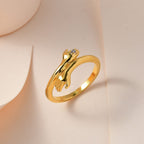 Diamond Hand Bypass Ring in 18K Vermeil Yellow Gold Plated Sterling Silver