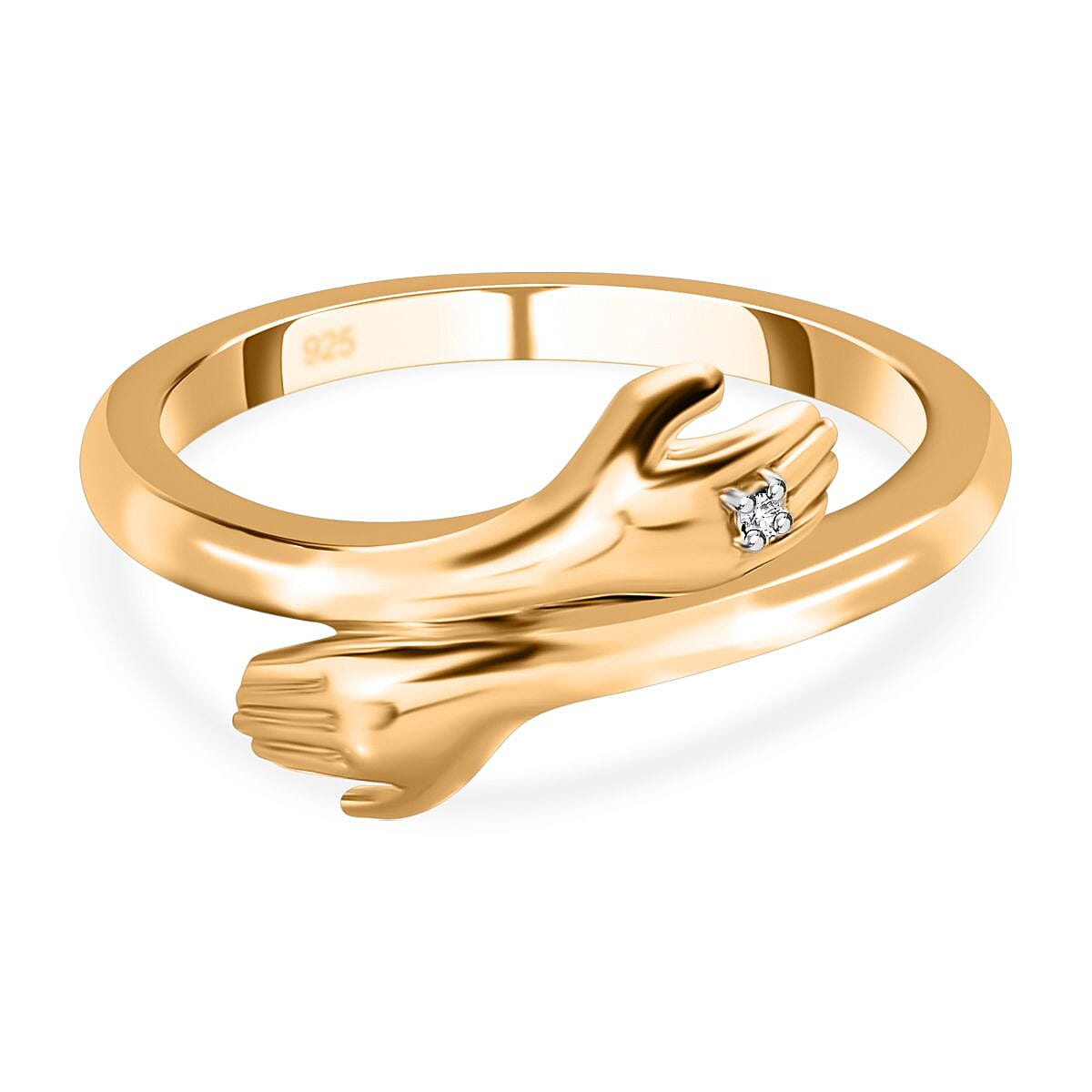 Diamond Hand Bypass Ring in 18K Vermeil Yellow Gold Plated Sterling Silver V32516333 0