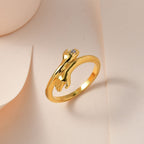 Diamond Hand Bypass Ring in 18K Vermeil Yellow Gold Plated Sterling Silver