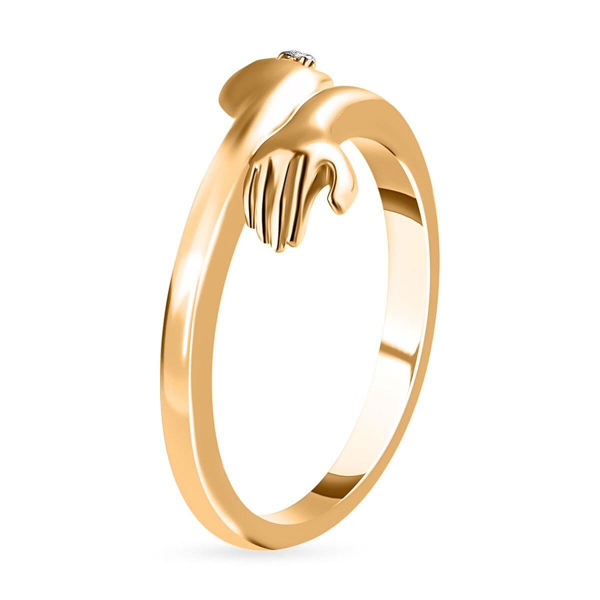 Diamond Hand Bypass Ring in 18K Vermeil Yellow Gold Plated Sterling Silver V32516333 4
