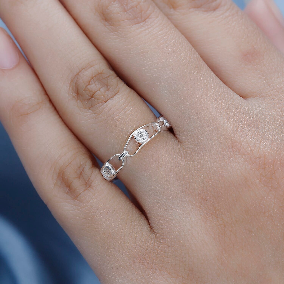 Diamond Band Move Link Wedding Ring in Sterling Silver 7581132 2