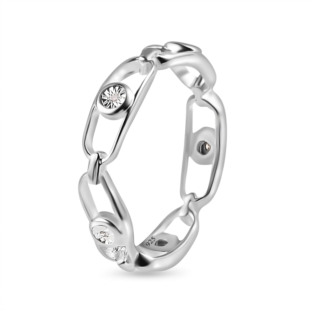 Diamond Band Move Link Wedding Ring in Sterling Silver 7581132 3