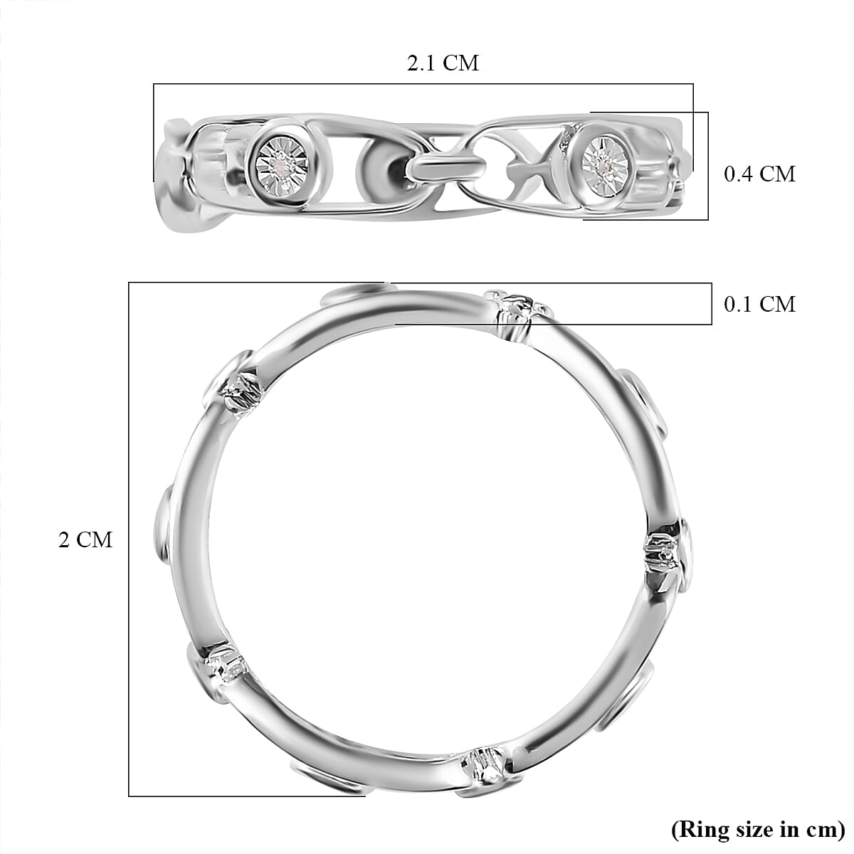 Diamond Band Move Link Wedding Ring in Sterling Silver 7581132 4