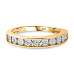 White Diamond Band Ring in 18K Vermeil Yellow Gold Plated Sterling Silver