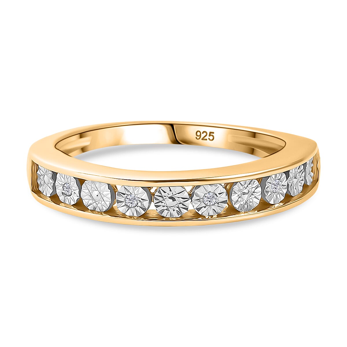 White Diamond Band Ring in 18K Vermeil Yellow Gold Plated Sterling Silver 8273260 0