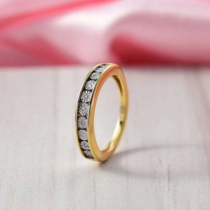 White Diamond Band Ring in 18K Vermeil Yellow Gold Plated Sterling Silver 8273260 2