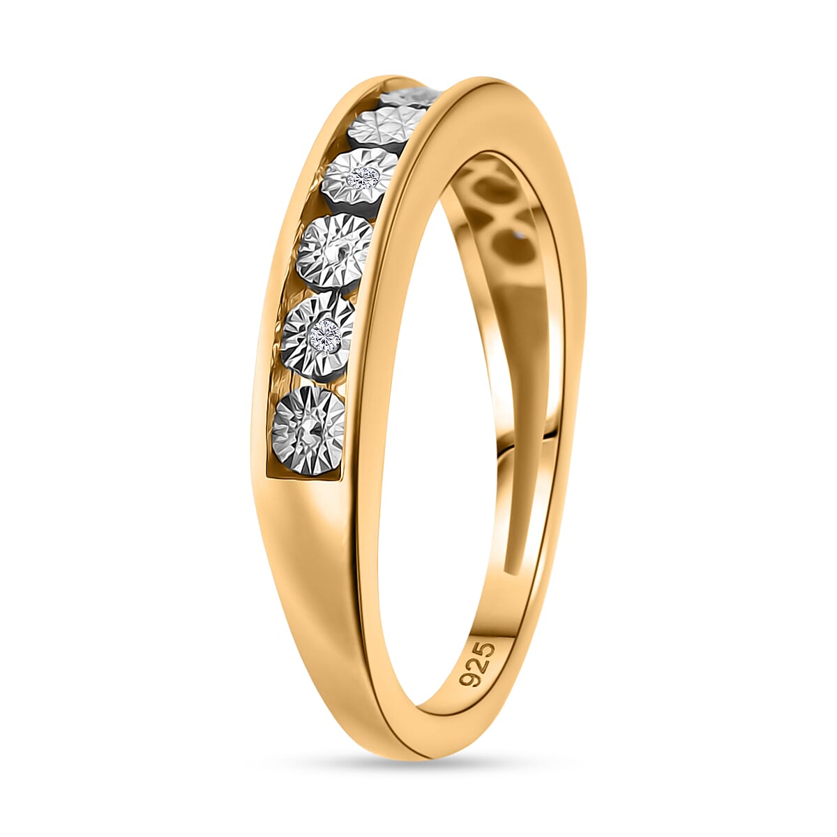 White Diamond Band Ring in 18K Vermeil Yellow Gold Plated Sterling Silver 8273260 3