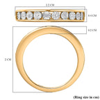 White Diamond Band Ring in 18K Vermeil Yellow Gold Plated Sterling Silver