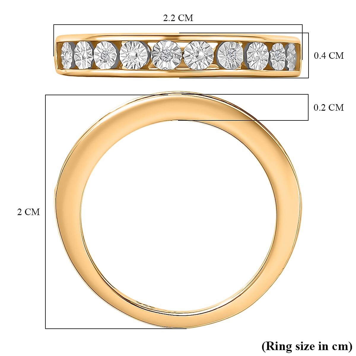 White Diamond Band Ring in 18K Vermeil Yellow Gold Plated Sterling Silver 8273260 5