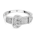 Diamond Band Ring in Platinum Overlay Sterling Silver