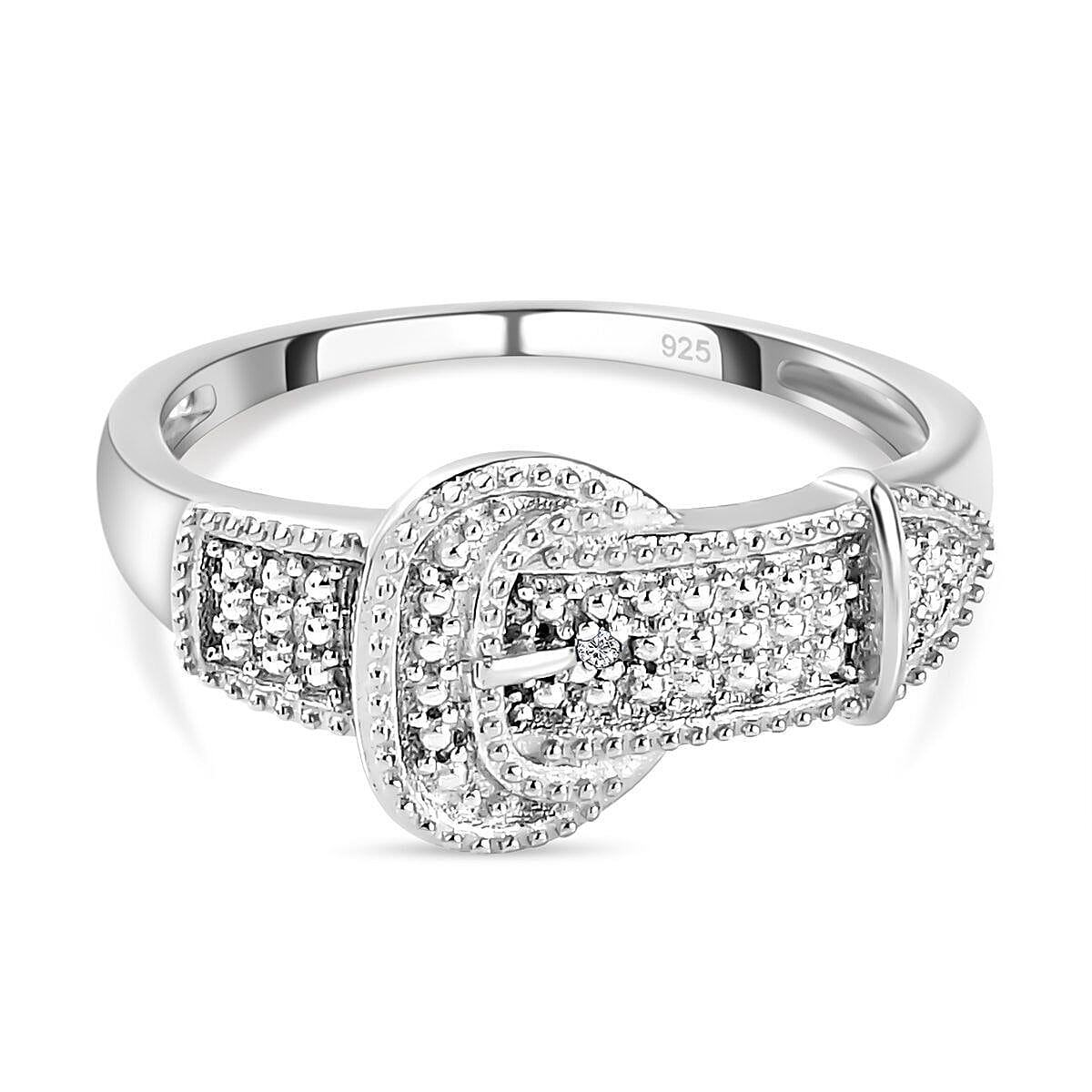 Diamond Band Ring in Platinum Overlay Sterling SilverÂ  7251869 0