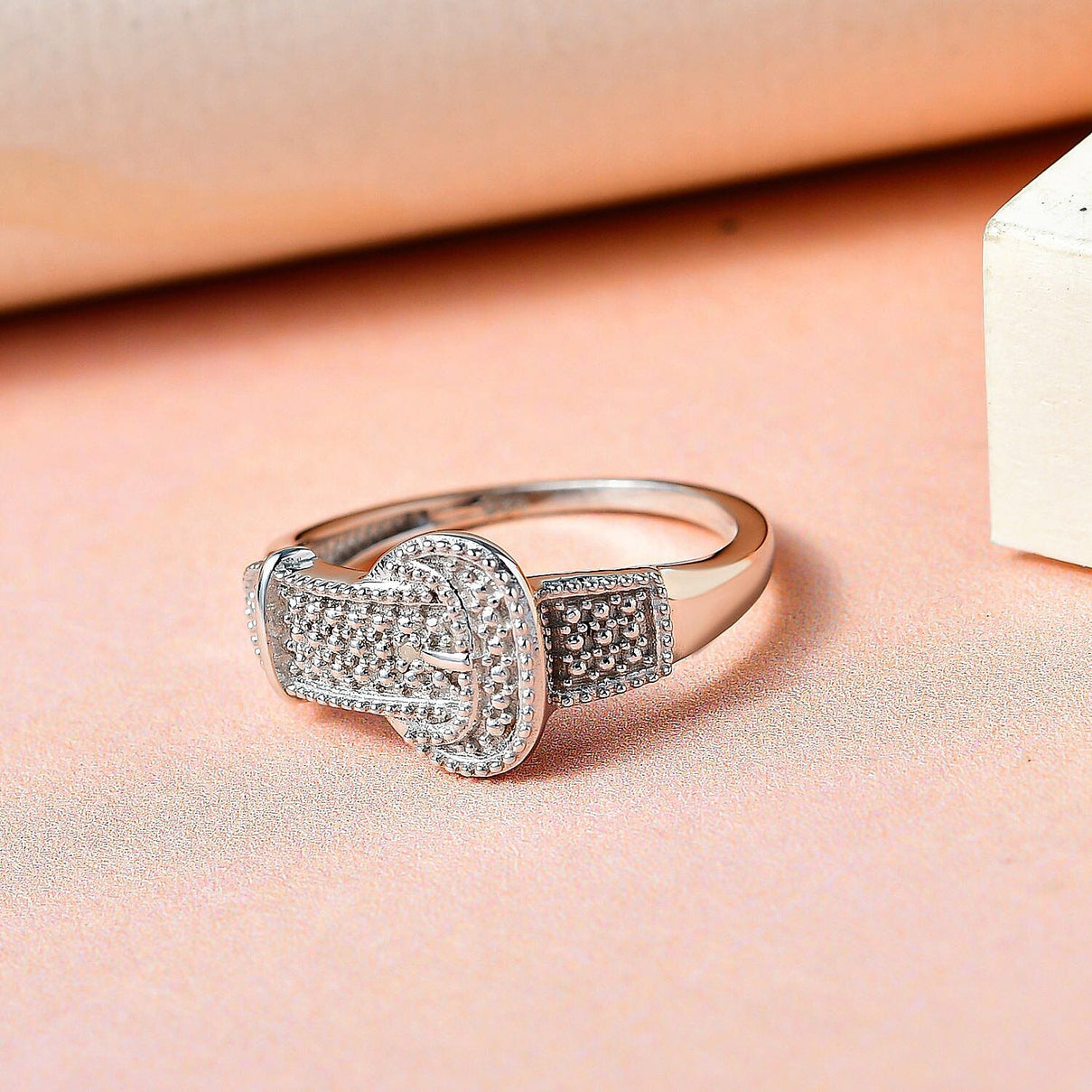 Diamond Band Ring in Platinum Overlay Sterling SilverÂ  7251869 1
