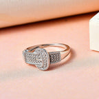 Diamond Band Ring in Platinum Overlay Sterling Silver