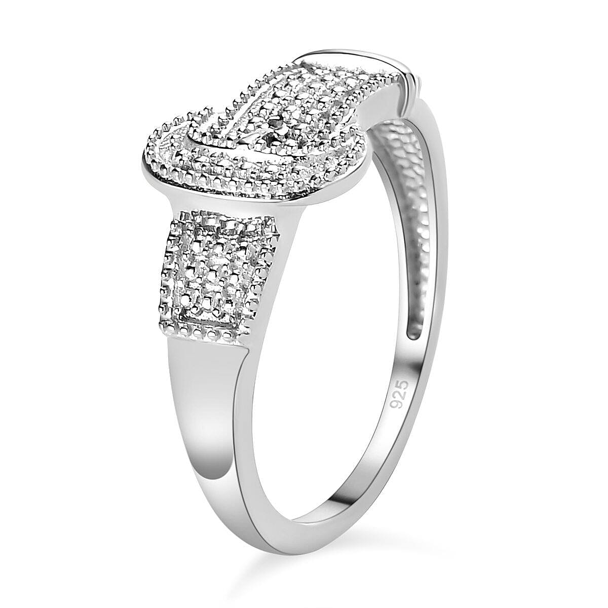 Diamond Band Ring in Platinum Overlay Sterling SilverÂ  7251869 3