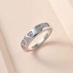 White Diamond  Band Ring in Platinum Overlay Sterling Silver 0.10 ct  0.096  Ct.
