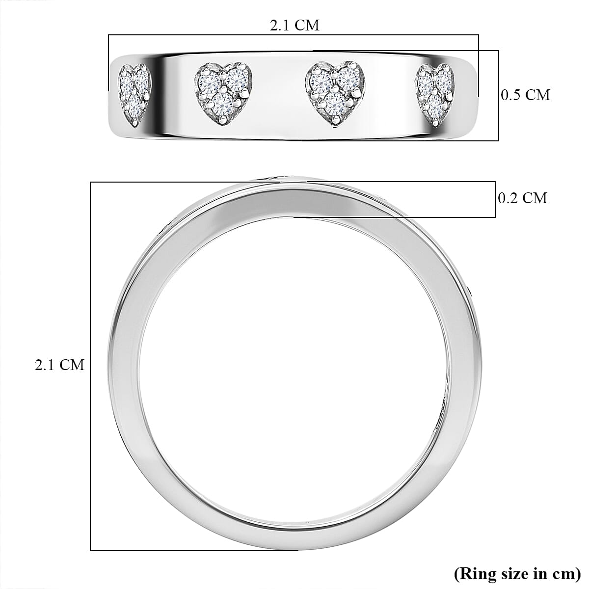 White Diamond Wedding Band Ring in Platinum Overlay Sterling Silver 0.10 ct  0.096  Ct. 7648457 6