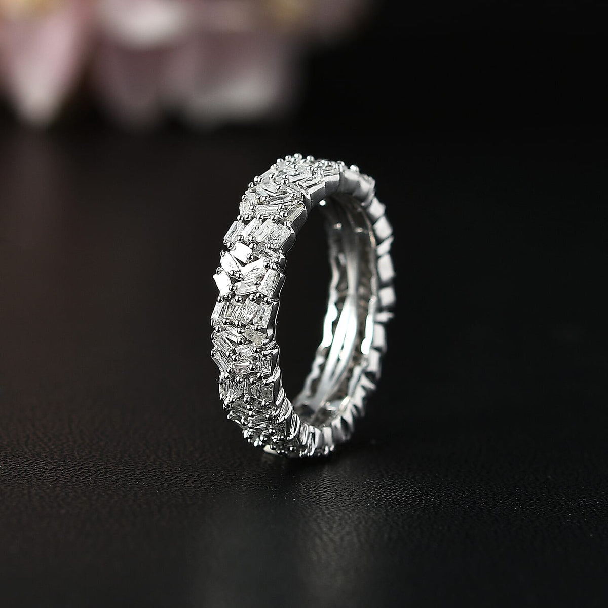 Diamond Fire Cracker Band Ring in Platinum Overlay Sterling Silver 7710746 1