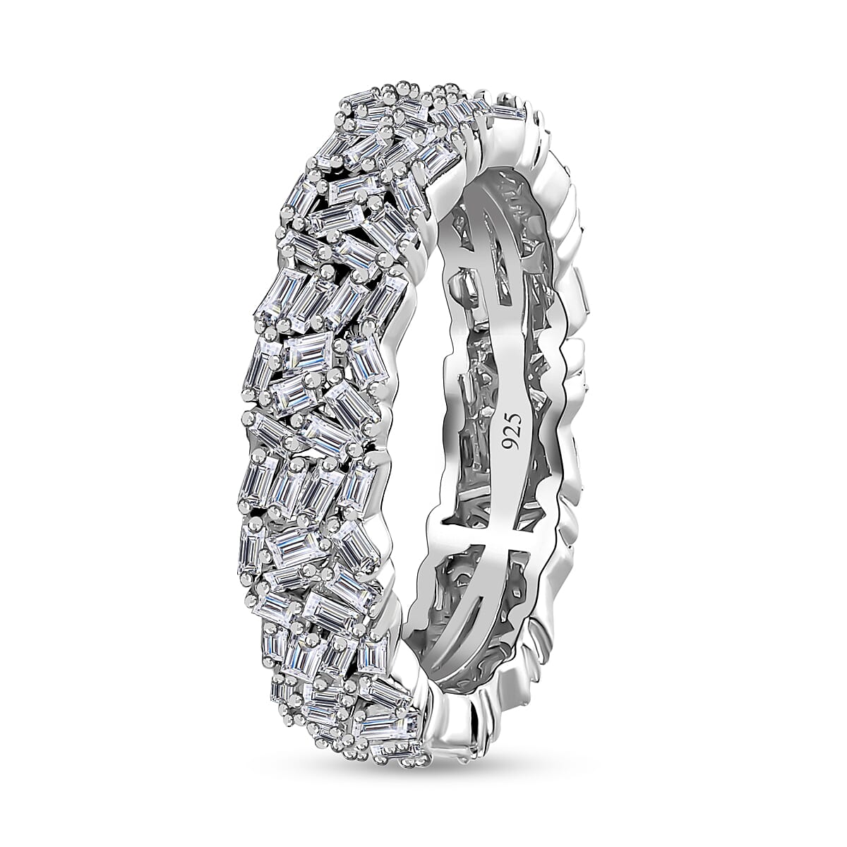 Diamond Fire Cracker Band Ring in Platinum Overlay Sterling Silver 7710746 3