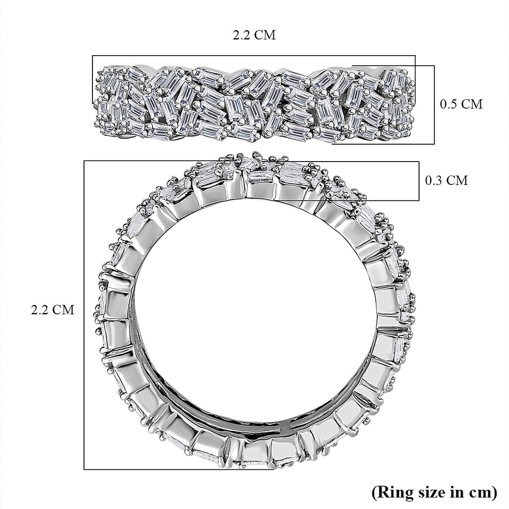 Designer Inspired - Diamond Fire Cracker Band Ring in Platinum Overlay Sterling Silver 1.05 Ct